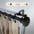 Kd Encimera 1 in. Studded Double Curtain Rod with 66 to 120 in. Extension, Black KD3723426